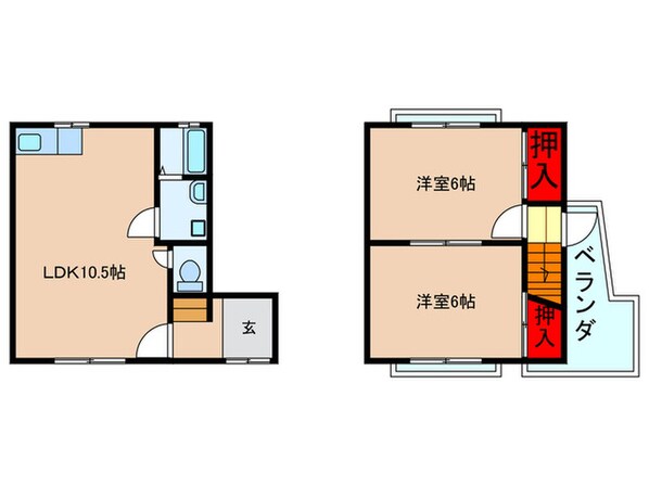 岡山４丁目借家の物件間取画像